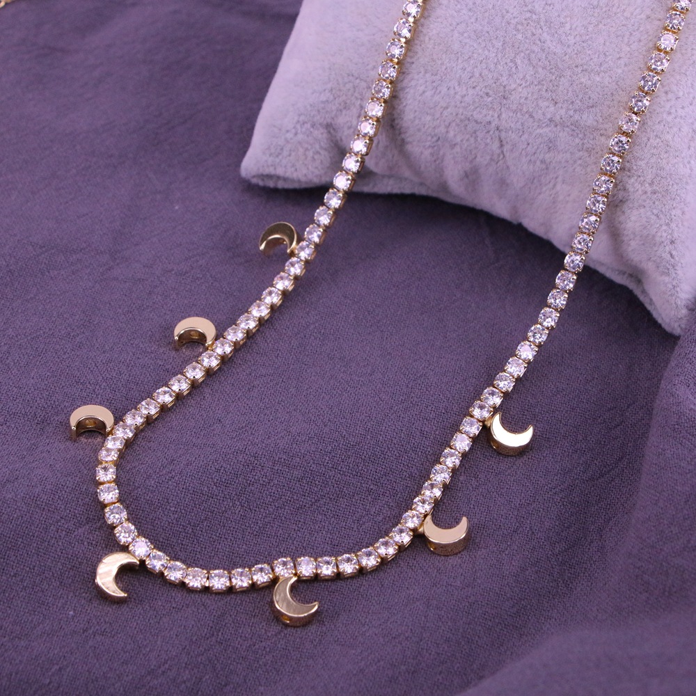 Fashion Star Moon Copper Necklace Gold Plated Zircon Copper Necklaces display picture 4