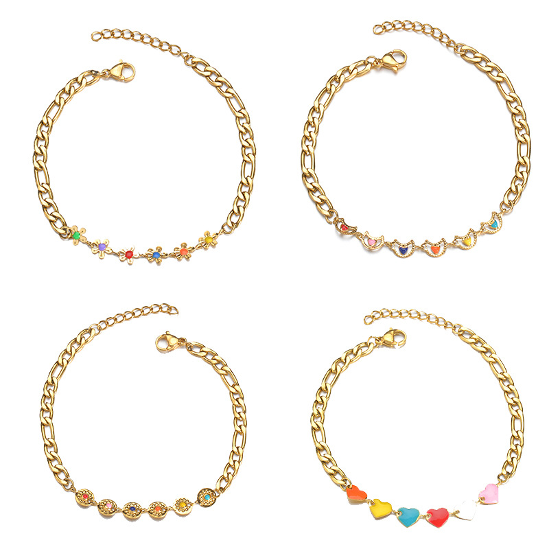 8g Weight Bracelets Classification 304 Stainless Steel Chain Material 1 Piece Quantity Holiday, Daily Occasion Simple Style Classic Style Heart Shape 304 Stainless Steel Bracelets In Bulk