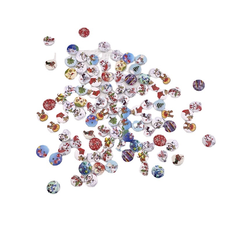 Botones de madera de Navidad de 15mm con fondo blanco