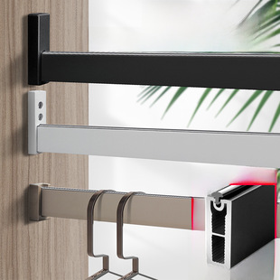 The hanger rod thickened square hanging coat aluminum wardrobe horizontal rod general -purpose drying rod wardrobe clothing can be cut