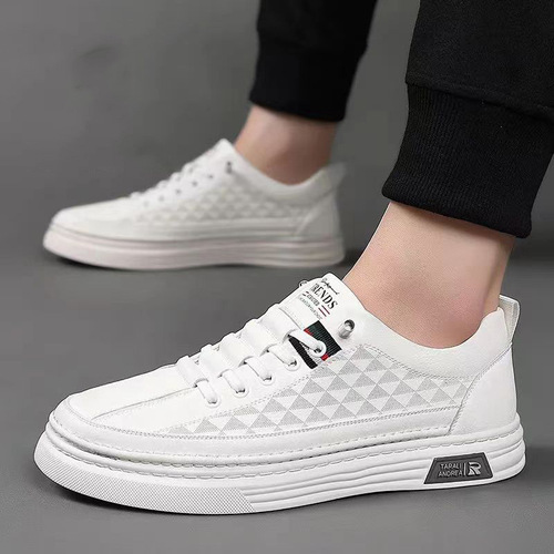 Men's shoes summer breathable thin soft leather white shoes men's summer  new trend versatile casual sports sneakers