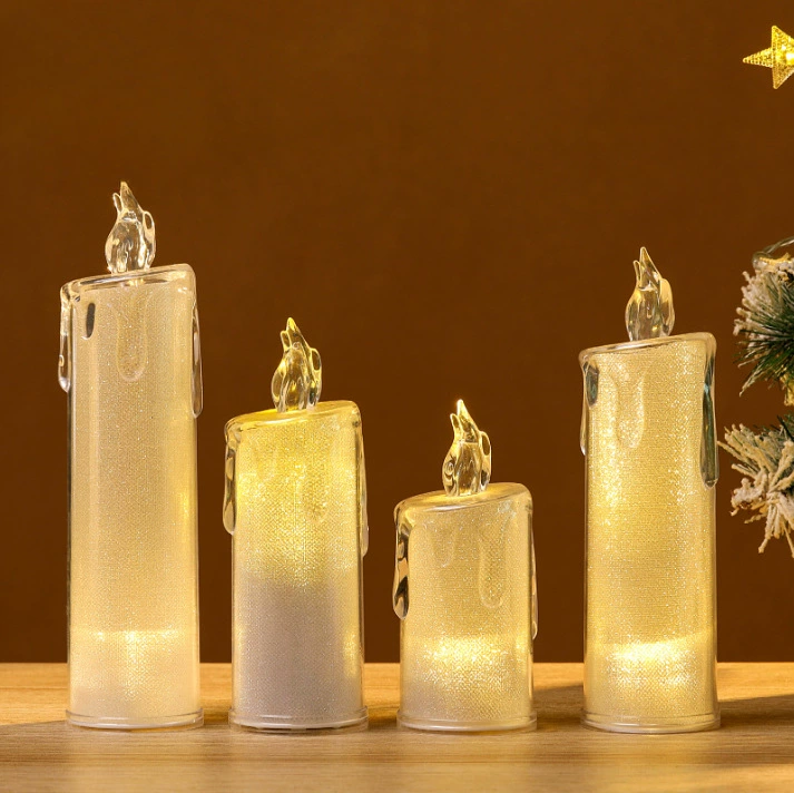 Многофункциональная прозрачная хрустальная свеча-слеза для трансграничных продаж, бездымная чайная свеча, светодиодная цифровая свеча, стильный ночник для создания атмосферы.