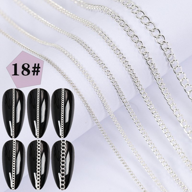 Super Value Six Packaging Japanese Style Creative Nail Decorative Chain Pearl Rhinestone Chain Nail Metal Color Retention Chain Wholesale display picture 17