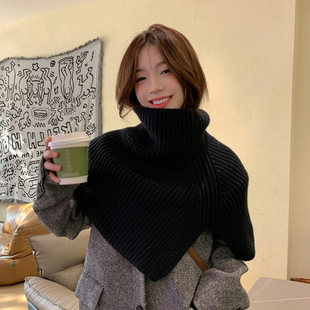 Scarf Women's Winter New Fashion Western Style Outer-style Pullover Scarf Women's Solid Color Korean Style All-match Neck Set Knitted Shawl