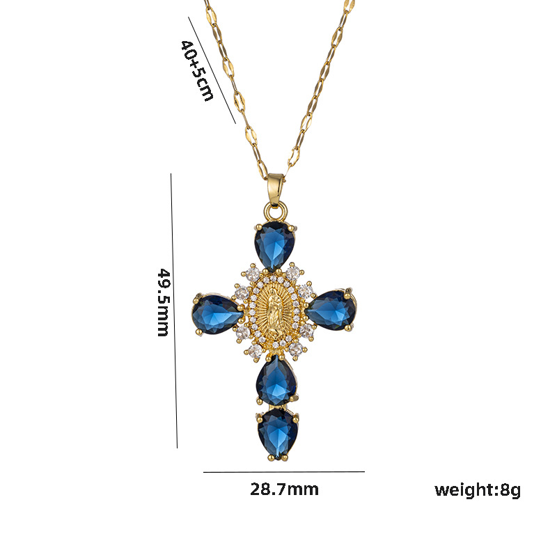 316 Stainless Steel Material Easter Festival Cross Pattern PVD Coated Real Gold Plated Cross Stainless Steel Elegant Waterproof Non Tarnish Pendant Necklace