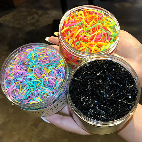 Colorful disposable rubber band leather set with high elasticity for head tie small rubber band for women black adult headband hair tie wholesale