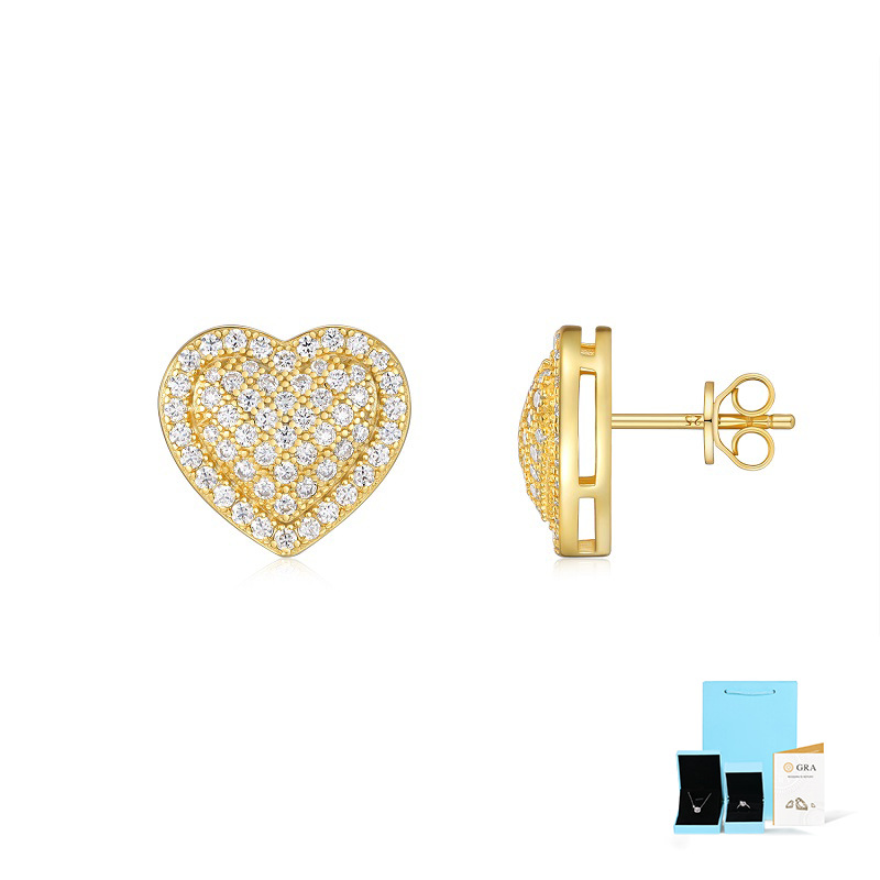 모이사나이트 귀걸이 - 골드 + GRA 인증서 + 선물 상자