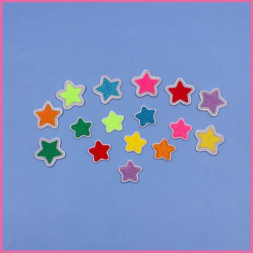 Huichenming Colorful Star Patch Sticker Handbook Cute Cartoon DIY Embroidery Cloth Sticker Children's Clothing Decoration Sticker