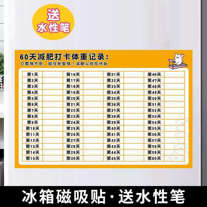 计划表减肥打卡记录表天天天天减肥墙贴磁吸批发|undefined