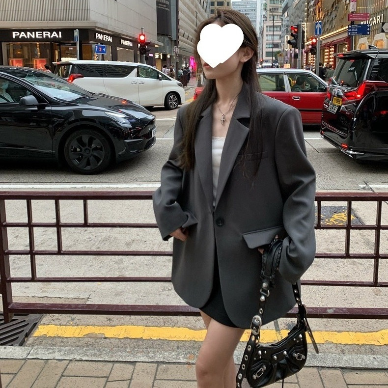 2025新款夏装版型灰色西装外套女春秋免烫高级感百搭气质休闲西服|undefined