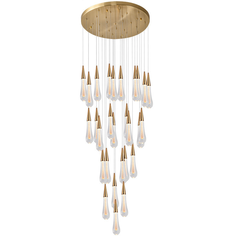 Villa moderna y minimalista lluvia meteorita chandelier gota de agua chandelier escalera de luces LED personales restaurante bar gota de luz