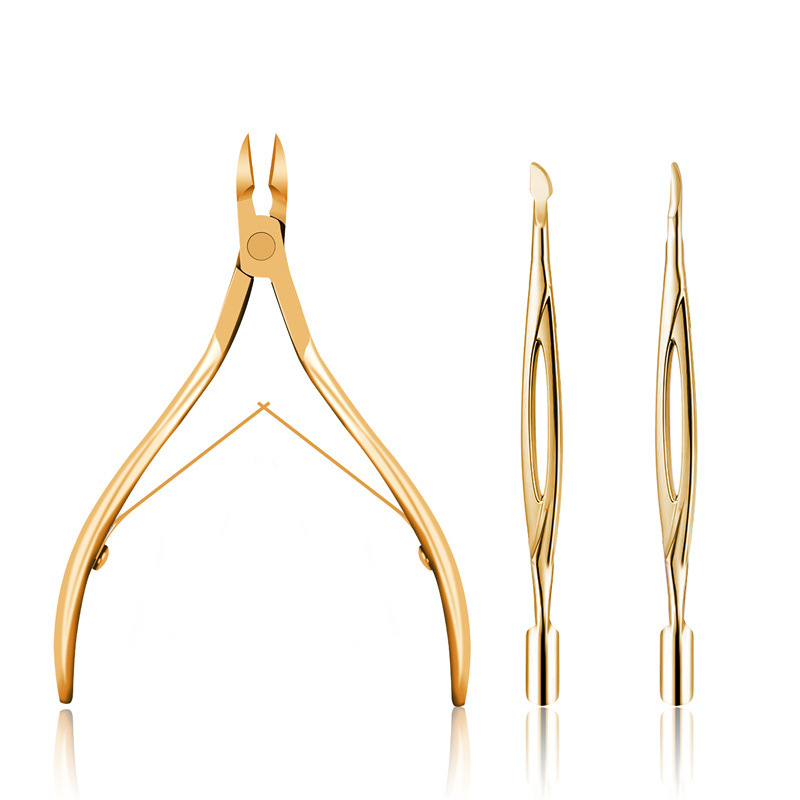 Conjunto de tres piezas de empuje de piel muerta hueca (oro)