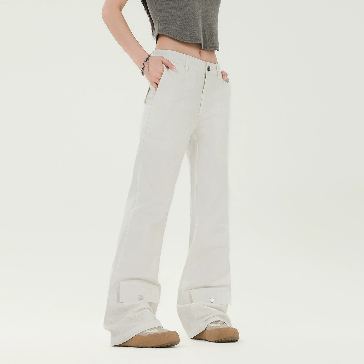OREETA 丨 Street Tide DESING Lippy Pants Foot American Workers Together 2024 Tide Straight Tube Slim Slim Pants Male