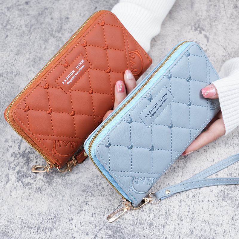 In stock 2023 Summer new handbag fresh sweet mid-length women's wallet color PU leather embroidered wallet In stock 2023 Summer new handbag fresh sweet mid-length women's wallet color PU leather embroidered wallet