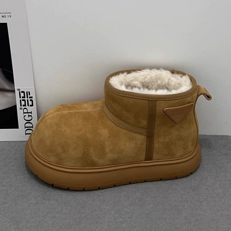 Новые зимние ботинки с плюшевым верхом, нескользящие, короткие, Northeast cotton shoes оптом, утолщённая версия, цельная мягкая кожа, снегоступы фабричного изготовления
