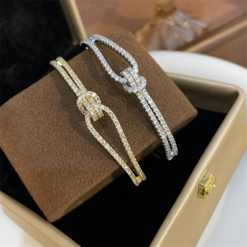 Fashionable Open-Cuff Full-Diamond Bracelet Image 1