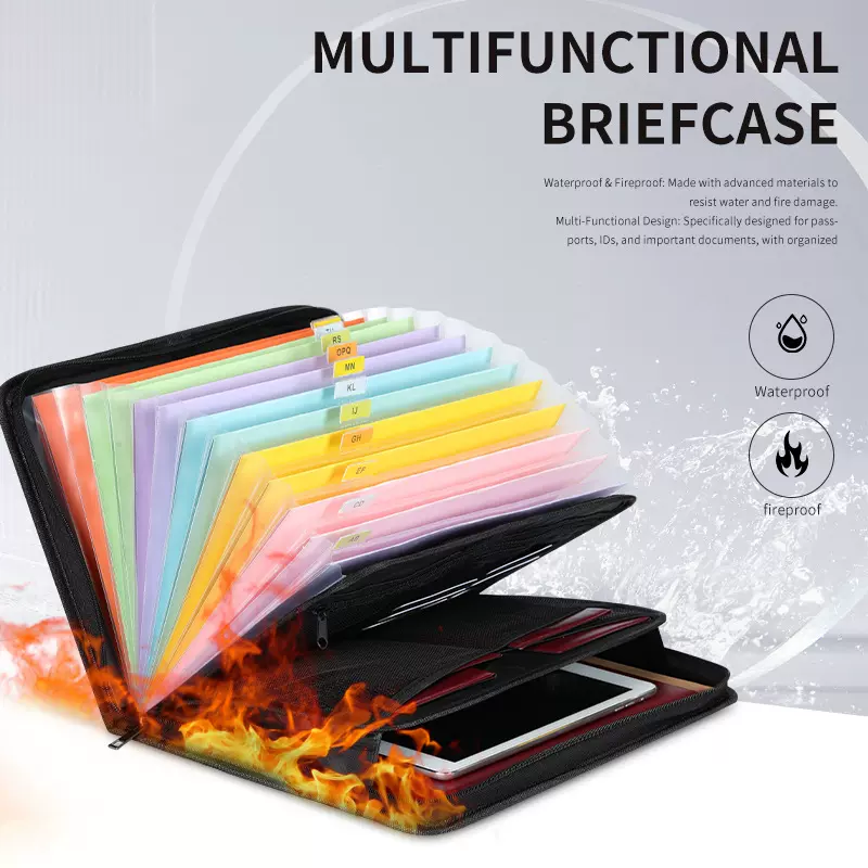 跨境防火包防水风琴包办公文件分格大容量收纳包便携式文件收纳袋