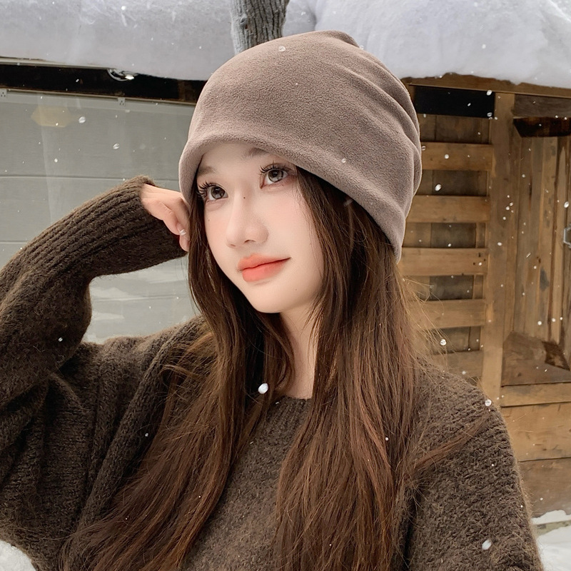 Thickened Solid Color Slouchy Beanie, Popular Cross-Border Double-Layer Pullover Hat, Thin Postpartum Hat, Cold Weather Hat, Direct Sale from Manufacturer