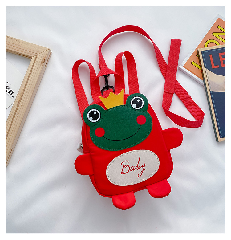 Kindergarten schoolbag for children, boys and girls, 1-3-5 years old, anti-wandering rope, cute frog, double-shoulder baby small backpack undefined