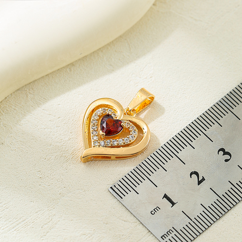 Ozon transfronterizo explosión de moda ligera y lujosa doble amor hermoso collar en forma de corazón Zircon colgante en forma de corazón universal nicho