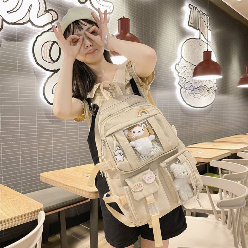 School bag female ins backpack Korean version high school junior high school student Internet celebrity fashion forest style new small fresh backpack female