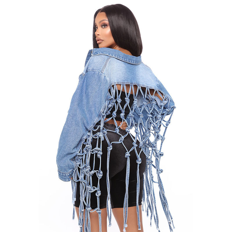 Cross-Border Hot-Selling Loose Denim Jacket for Women New European and American Style Fashionable Lapel Trendy Woven Denim Jacket