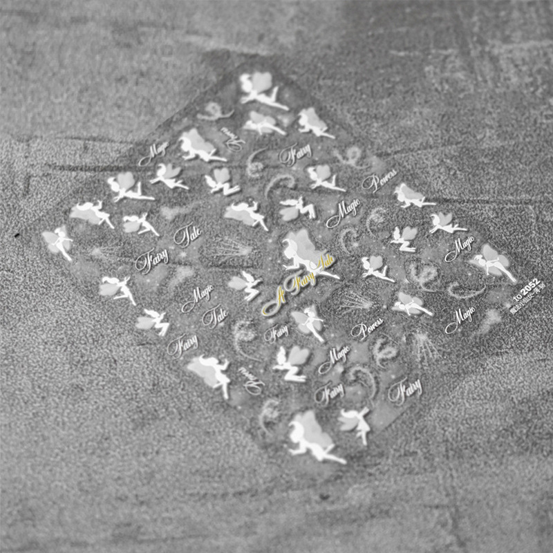 Tomoni en línea celebridad uñas pegatinas decorativas pequeño patrón alivio de dibujos animados suave Hada hueco pegatinas estrella gradiente flash