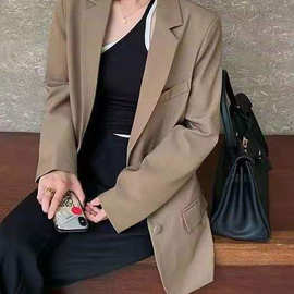 西装外套女2023春秋新款韩版宽松显瘦学生中长款上衣休闲小西服女