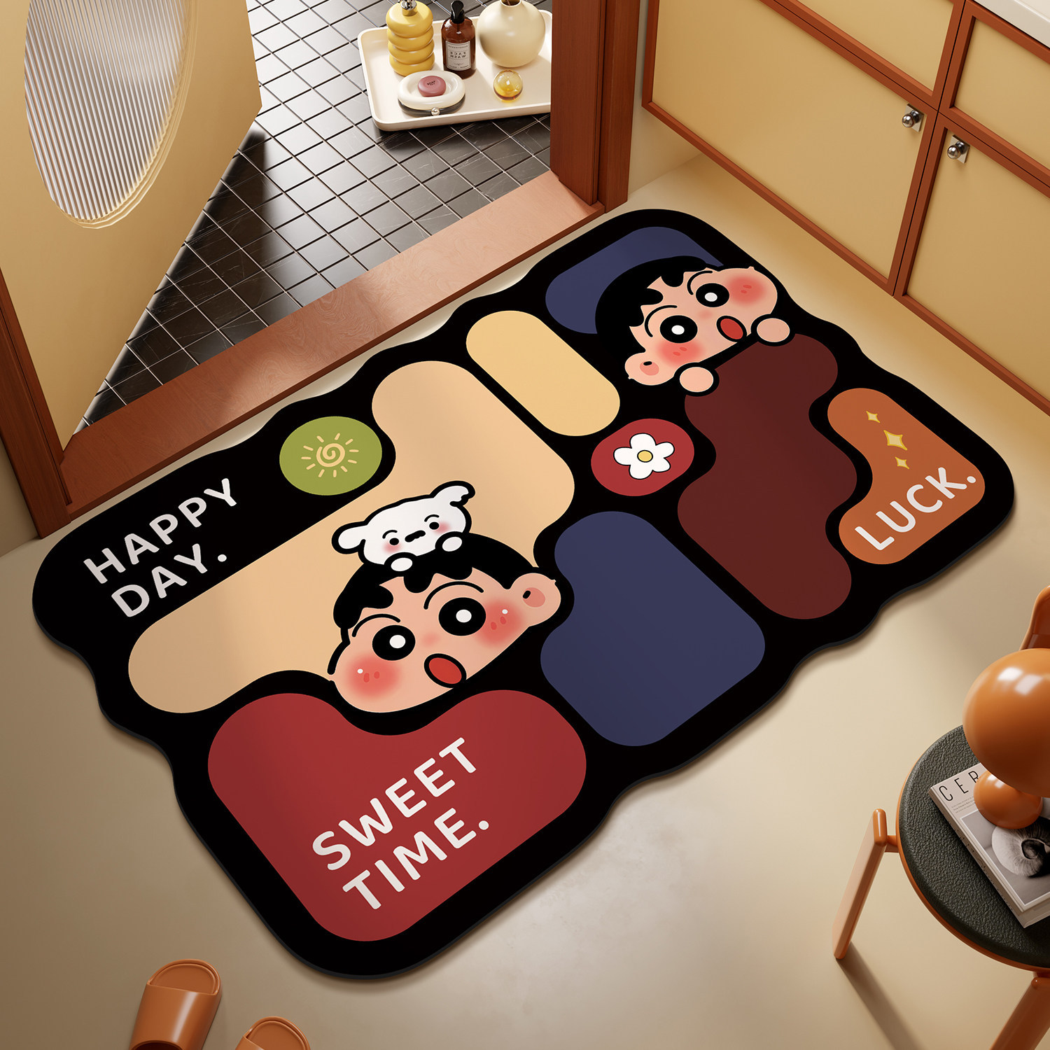 Diatom Mud Puzzle Crayon Shin-Chan Floor Mat Bathroom Mat Entrance Door Mat Bathroom Absorbent Foot Mat Wholesale