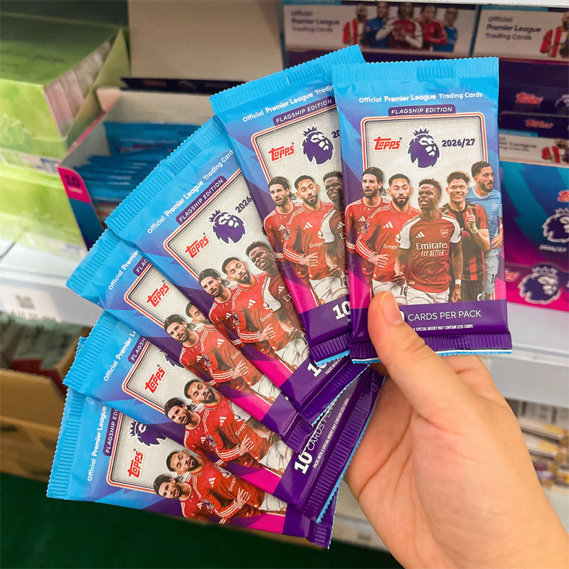 [Single Pack] Officially Licensed 2026-27 Topps Premier League Booster Pack, Single-Pack Star Player Cards, Football Collectible Cards