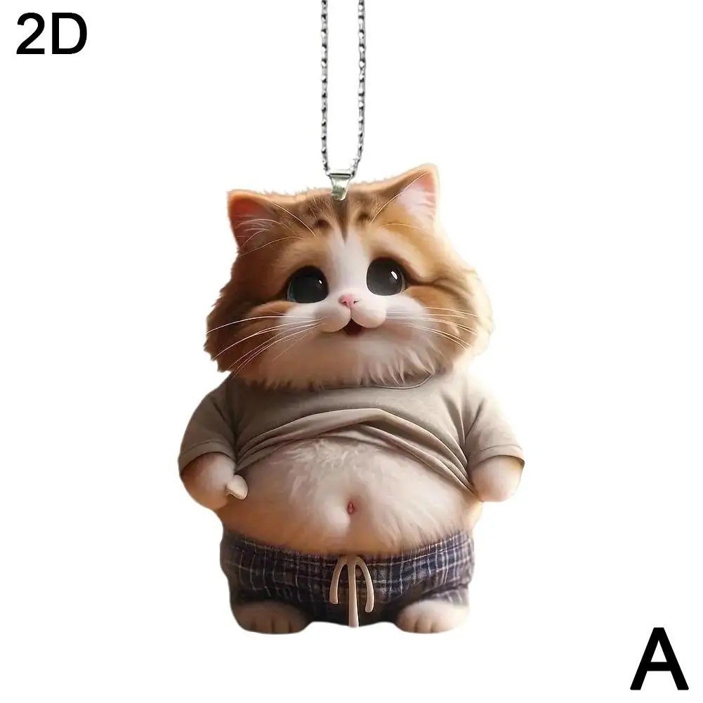 Nuevos productos transfronterizos Colgante de gato de vientre grande Mochila Accesorios para el hogar Colgante de automóvil plano acrílico 2D image 6