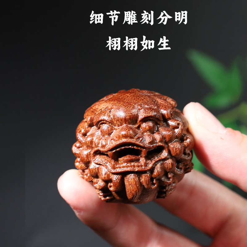 金星檀木貔貅手把件手球保健球实木无漆摆件文玩盘玩木雕手部锻炼|undefined
