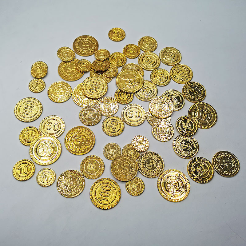 海盗道具50金币100钱币活动仿真钱币抓假游戏代筹码宝藏财宝金币