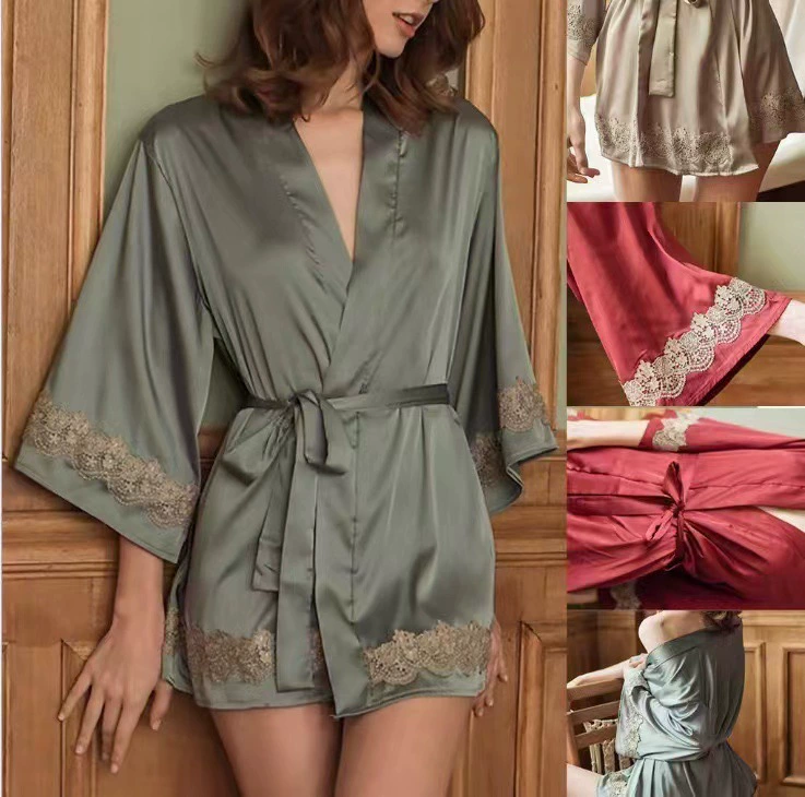 (Cross-border trading), silk bathrobe, European style