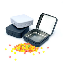 Flap Lid Metal Candy Box Packaging, Metal Box Herbal Storage, lozenge square small can portable blank gift box