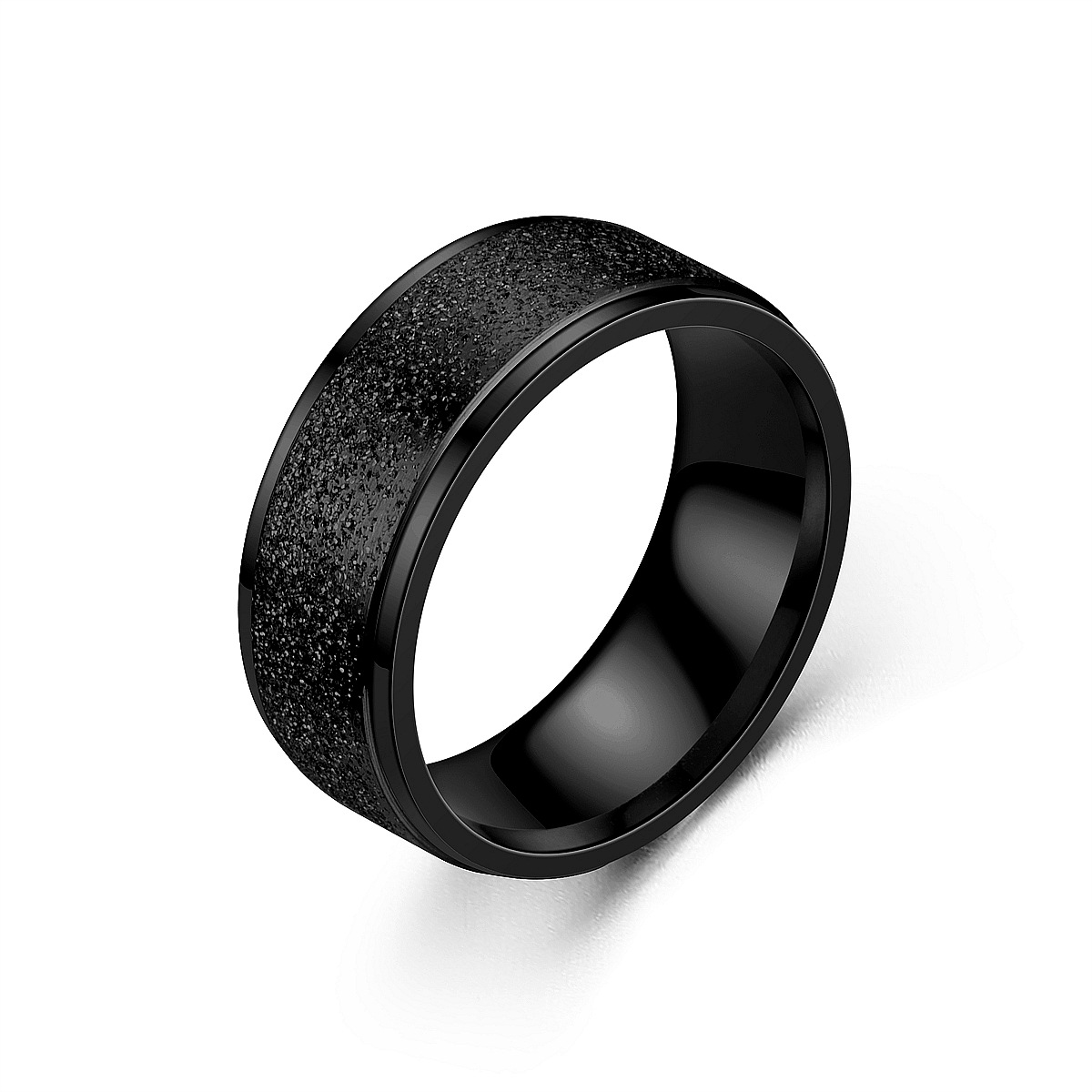Simple Fashion Frosted Titanium Steel Geometric Couple Ring