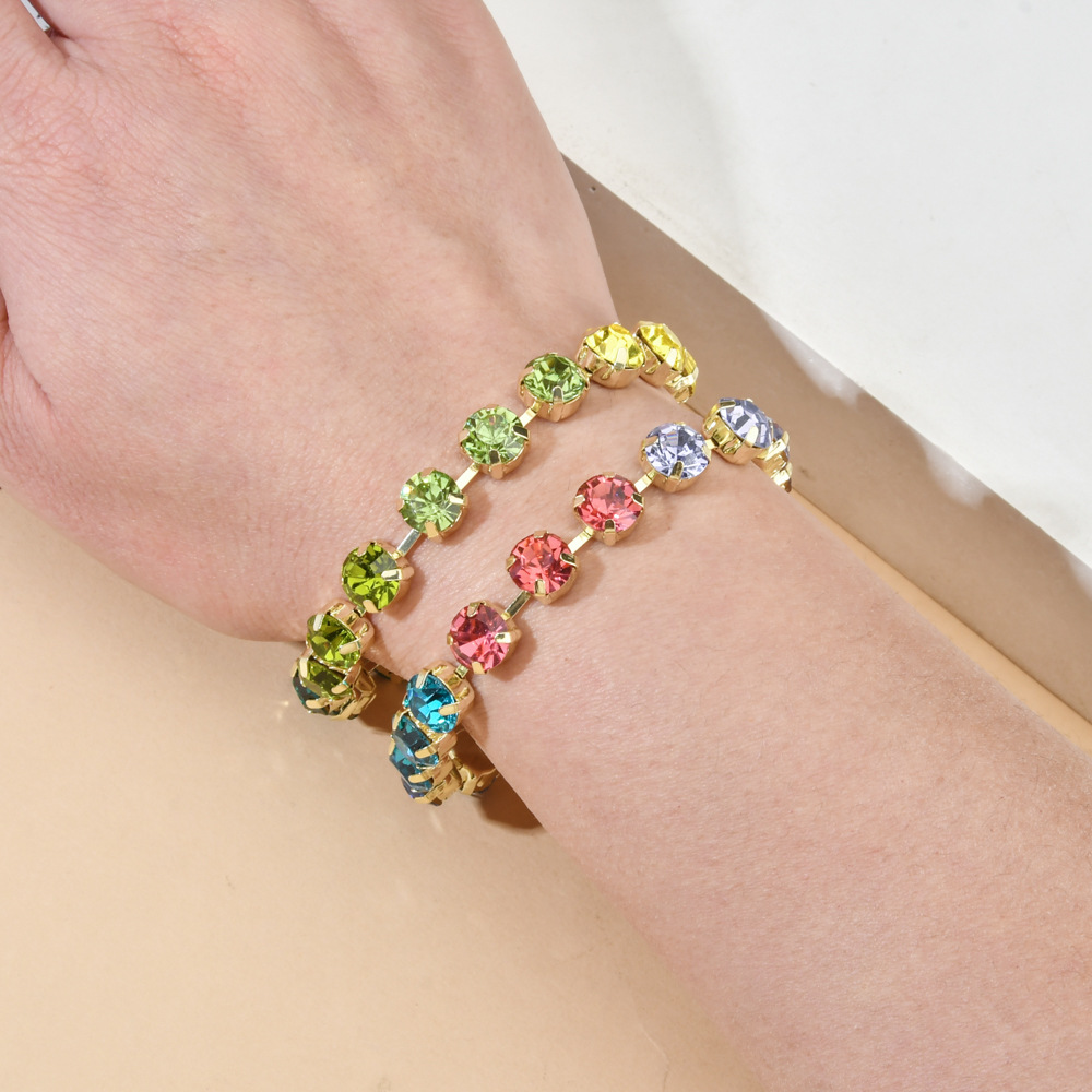 15g Weight Zircon Inlay Material Elegant Luxurious Lady Geometric Copper Inlay Zircon Bracelets