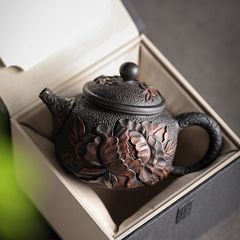 Qingxi purple pottery hand-carved teapot household large ceramic teapot single pot Kung Fu tea set tea ceremony tea divider