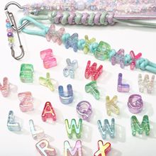 亚克力冰透镀彩七彩阳光大孔字母珠手工diy制作手链项链饰品配件
