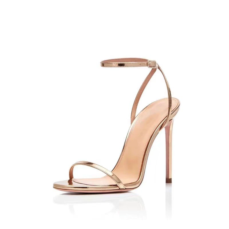 Европейские и американские женские золотые атласные сандалии на высоком каблуке, атласные вечерние туфли, модная женская обувь в Чэнду, трансграничные поставки