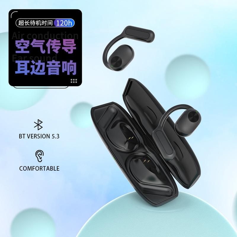 Jm01enc耳かけ式空気伝導スポーツビジネス両耳真 � � ワイヤレスbluetoothイヤホン耳入らない空気伝導|undefined
