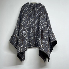 秋冬新款高端羊毛混纺提花斗篷羊毛外套