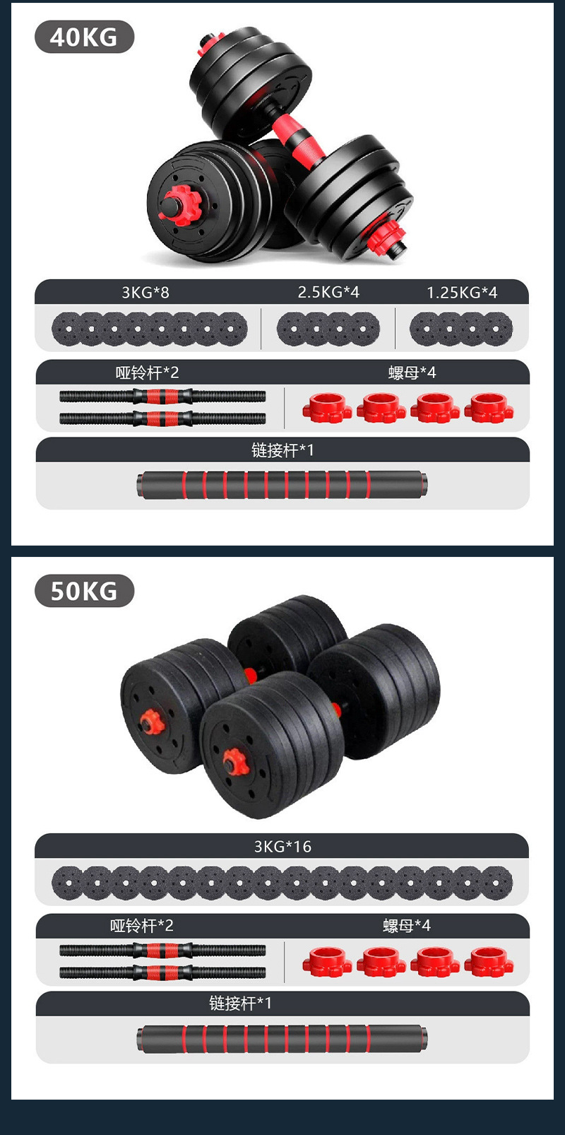 Erkek Fitness Ev Dumbbeli 20KG 30KG 40KG Ayarlanabilir Barbell Egzersiz Ekipmanı Set Kombinasyonu Toptan
