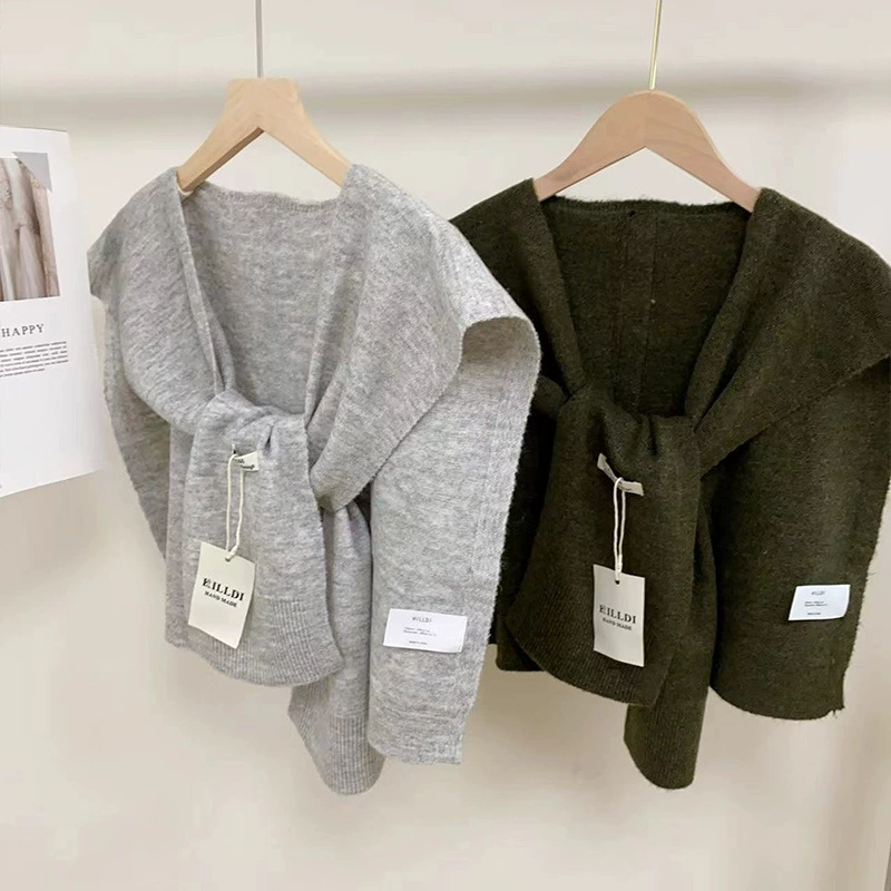 Плотный шерстяной плащ, осенняя рубашка, жилет, шарф, с защитой шеи