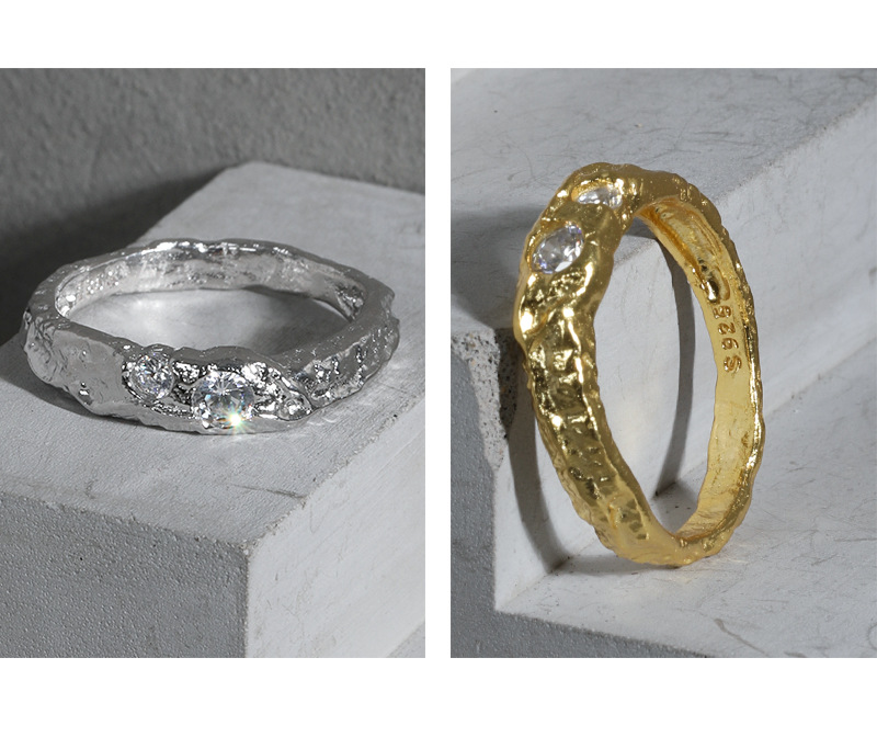 10g Weight 0.03µm Gold Plating Thickness Long-Lasting Plated Gold Plating Process 925 Sterling Silver Artificial Gemstones Solid Color Rings