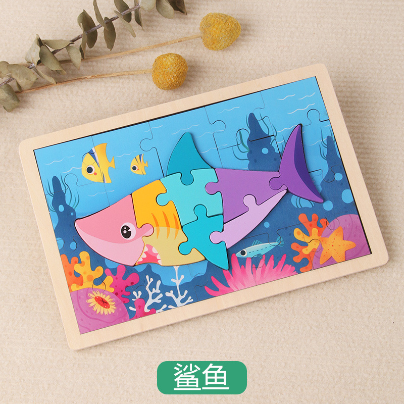 Juguetes de rompecabezas de madera transfronterizos de dibujos animados para niños rompecabezas de dibujos animados para bebés educación temprana fábrica de regalos de acertijos