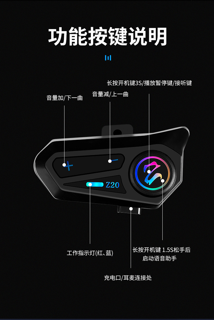 Z20 Helmet Bluetooth Headset Integrated Waterproof Motorcycle Full-Face Helmet Half-Face Helmet for Delivery Calls Stereo Noise Reduction Long Battery Life