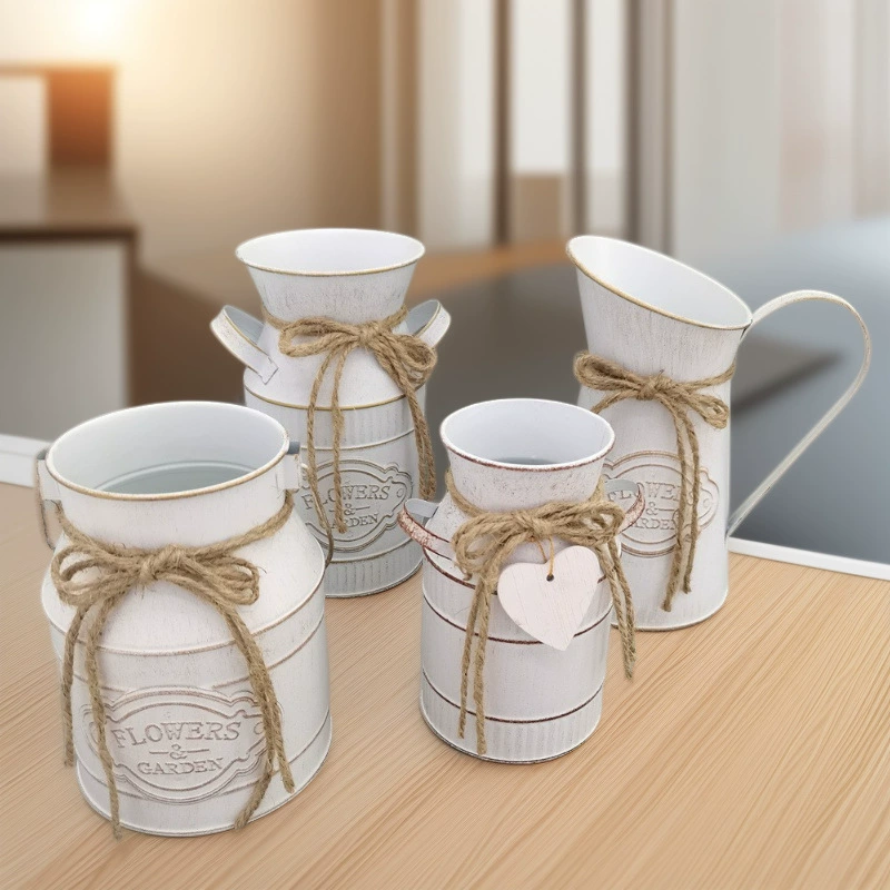 Производители поставляют оцинкованное железо в европейском стиле и старые белые различные стили железных ваз для украшения дома