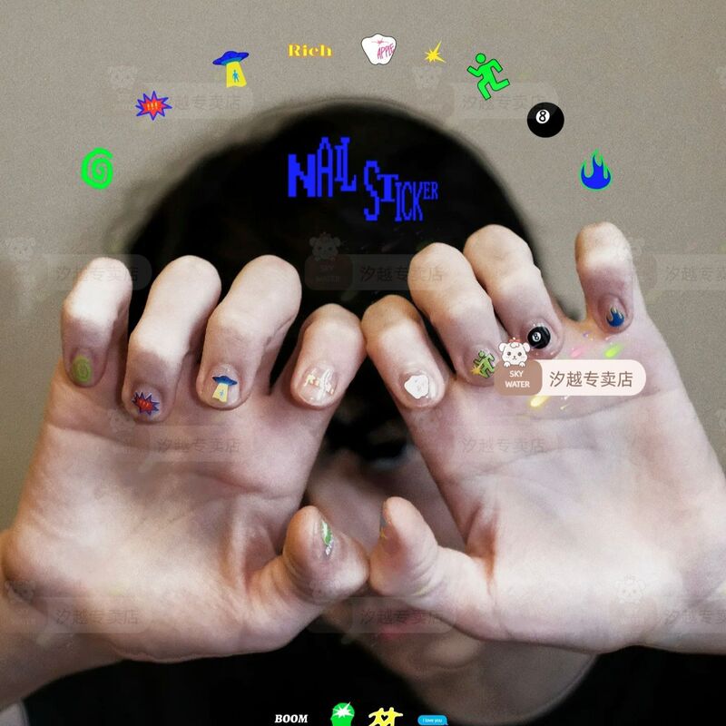 Xiaohongshu Same Style Unisex Nail Stickers for Men, DIY Creative Waterproof Nail Stickers, Neutral Style Xiaohongshu Same Style Unisex Nail Stickers for Men, DIY Creative Waterproof Nail Stickers, Neutral Style