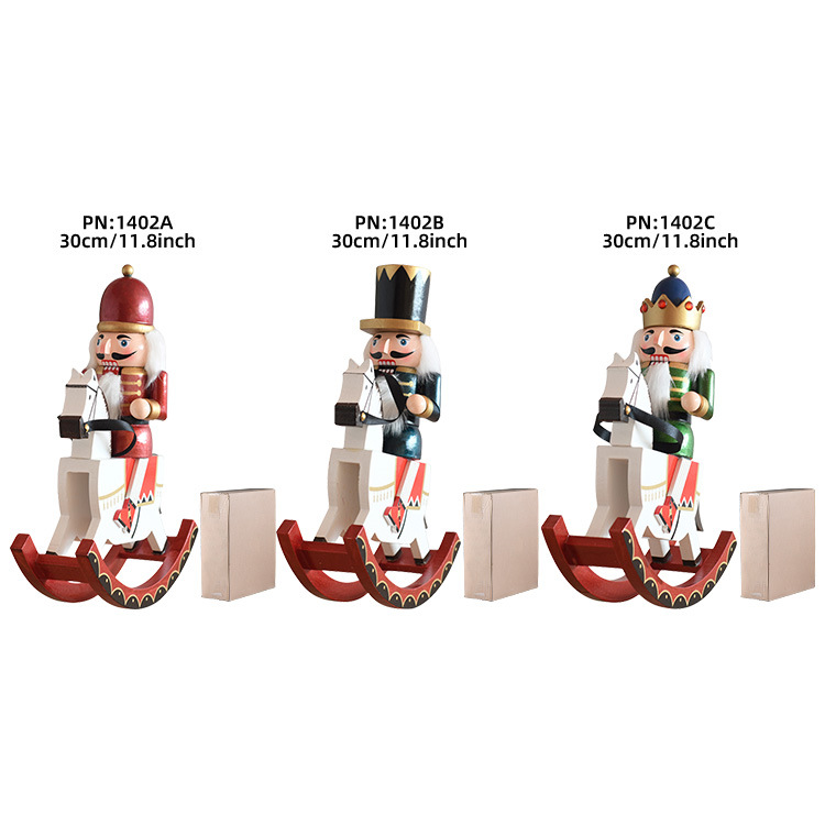 30CM creativo decoración navideña artesanía talla madera maciza caballo cascanueces marionetas decoración cuento de hadas